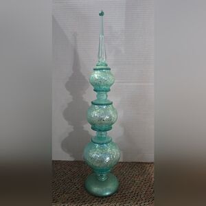 Christmas Decor Plastic Standing Light Up Bubble Statue Teal Green Sparkly 21"